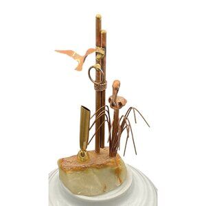 Mario Jason Pier Post Sculpture Brass Copper Onyx Pelican Sea Gull Pen Holder 6.
